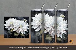 White Flower Tumbler Wrap Sublimation Design 2 Product Image 1