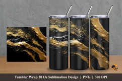 Golden Black Stone Tumbler Wrap Sublimation Design 2 Product Image 1