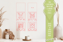 Cat 3D SVG Laser Cut File 6 Layer Animal Design v1 Product Image 2