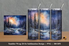 Winter Forest Tumbler Wrap Sublimation Design 2 Product Image 1