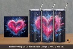 Pink Love Splash Tumbler Wrap Sublimation Design 2 Product Image 1