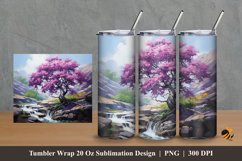 Bougainvillea tree Tumbler Wrap Sublimation Design 2 Product Image 1