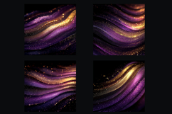 Glitter Digital Paper|Purple Gold Wave Stripes backgrounds Product Image 2