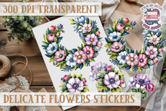 Summer sticker Delicate Scrapbook PNG Flowers Botanical Product Image 1