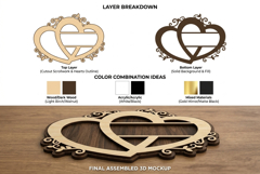 Layered Heart Name Sign Laser Cut SVG File Product Image 2