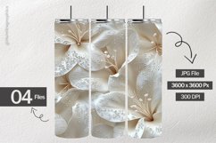 White Lily Floral Digital Papers - Water Droplets Product Image 2