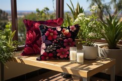 Maroon Floral Digital Papers Bundle Product Image 2