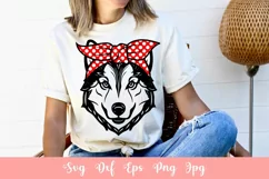 Cute Husky Dog With Bandana Animal Pet SVG File, Shirt SVG Product Image 1