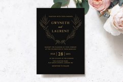 Black Gold Foliage Wreath Wedding Invitation Product Image 3