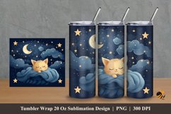 Cute Cat Sleep Tumbler Wrap Sublimation Design 2 Product Image 1