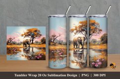 Wild Elephants Tumbler Wrap Sublimation Design 2 Product Image 1