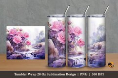 Beautiful River Flowers Tumbler Wrap Sublimation Design 2 Product Image 1