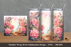 Flowering Mountain Tumbler Wrap Sublimation Design 2 Product Image 1