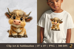 Little Highland Cow DTF Sublimation Clipart Design 2 Product Image 1