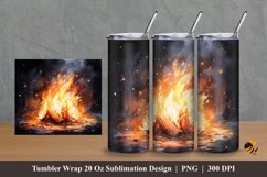 Painting Bonfire Tumbler Wrap Sublimation Design 2 Product Image 1