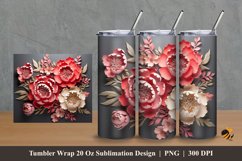 Lovely Peony Tumbler Wrap Sublimation Design 2 Product Image 1
