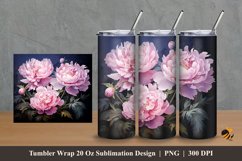 Painting Peony Flower Tumbler Wrap Sublimation Design 2 Product Image 1