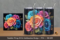 Multicolor Blossom Rose Tumbler Wrap Sublimation Design 2 Product Image 1