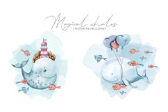 Whale nursery clipart. Watercolor whale sublimation- 2 png Product Image 2