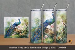 Beautiful Peacock Tumbler Wrap Sublimation Design 2 Product Image 1