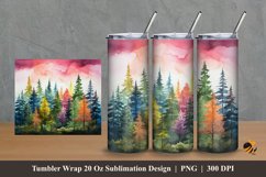 Colorful Pine Tree Tumbler Wrap Sublimation Design 2 Product Image 1