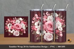 Pink Queen Rose Tumbler Wrap Sublimation Design 2 Product Image 1