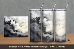 Black White Marble Tumbler Wrap Sublimation Design 2 Product Image 1