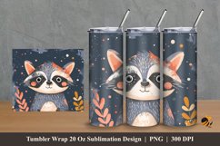 Cute Raccoon Tumbler Wrap Sublimation Design 2 Product Image 1