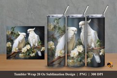 White Cockatoo Tumbler Wrap Sublimation Design 2 Product Image 1