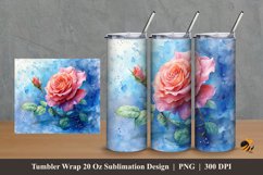 Rose Blooms Tumbler Wrap Sublimation Design 2 Product Image 1