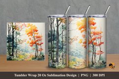 Watercolor Tree Tumbler Wrap Sublimation Design 2 Product Image 1