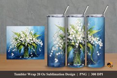 Lily of The Valley Tumbler Wrap Sublimation Design 2 Product Image 1