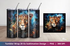 Leopard Starry Night Watercolor Tumbler Wrap Sublimation 2 Product Image 1