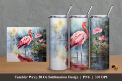 Flamingo Bird Tumbler Wrap Sublimation Design 2 Product Image 1