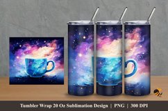 Cup And Galaxy Tumbler Wrap Sublimation Design 2 Product Image 1