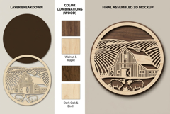 Farmhouse Barn Landscape Round Frame Laser Cut SVG Product Image 2