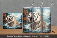 White Tiger in The River Tumbler Wrap Sublimation Design 2 Product Image 1