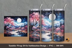 Painting Mountain Tumbler Wrap Sublimation Design 2 Product Image 1