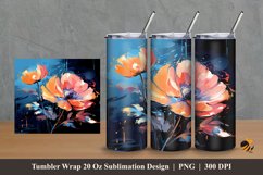 Flower Painting Tumbler Wrap Sublimation Design 2 Product Image 1