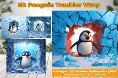 3D Penguin Cracked Ice Wall Tumbler Wrap Design Product Image 2