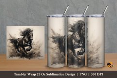 Black Horse Tumbler Wrap Sublimation Design 2 Product Image 1