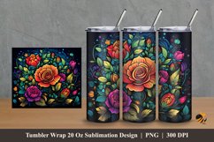 Flower Effect Tumbler Wrap Sublimation Design 2 Product Image 1