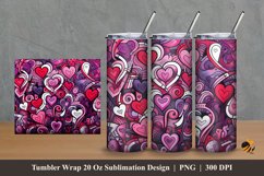 Doodle Love Tumbler Wrap Sublimation Design 2 Product Image 1