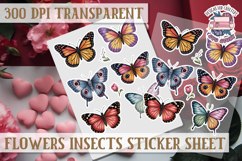 Flowers Insect sticker sheet Bugs Scrapbook PNG Butterfly Product Image 1