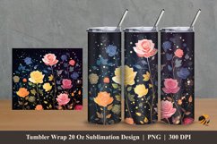 Night Flower Tumbler Wrap Sublimation Design 2 Product Image 1
