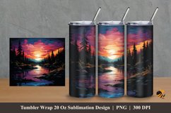 Colorful Lake Tumbler Wrap Sublimation Design 2 Product Image 1