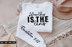 Worthy is the lamb - Christian Sleeve T-Shirt Design Product Image 3