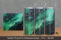 Black Green Marble Tumbler Wrap Sublimation Design 2 Product Image 1