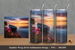 Floral Beach Tumbler Wrap Sublimation Design 2 Product Image 1