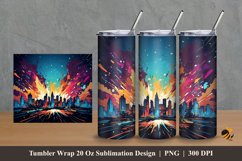 City Sparkling Tumbler Wrap Sublimation Design 2 Product Image 1